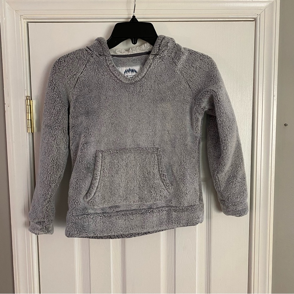 Cuddly Plush Pull Over Gray Warm Fuzzy Soft Girls 7/8 Cozy Hoodie Members Mark